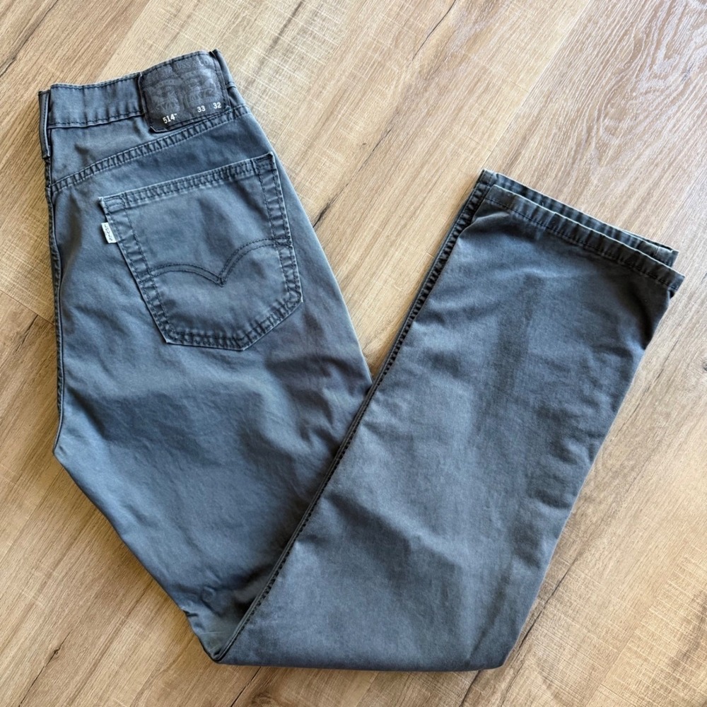 Levis 514 Straight Fit Pants Mens 33x32 Charcoal Gray Twill Jeans 00514-0746